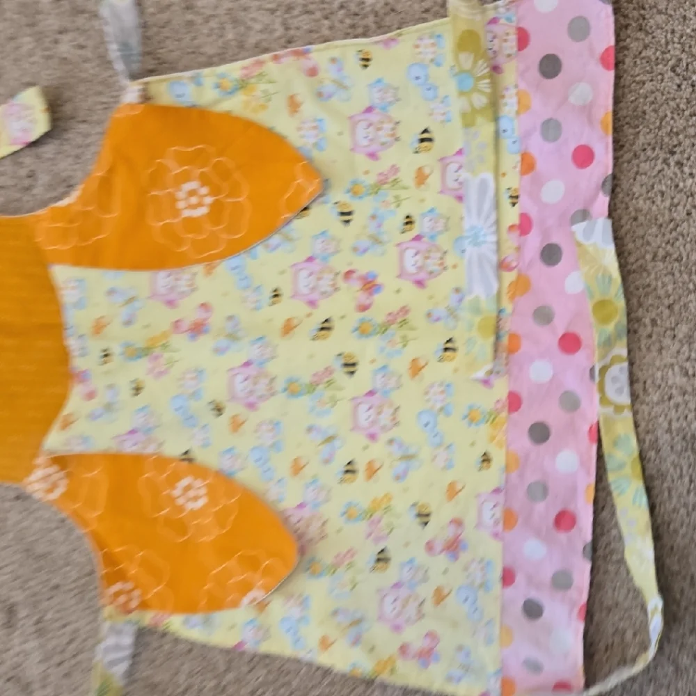 Kids Owl Apron in Yellow and Orange - Brand